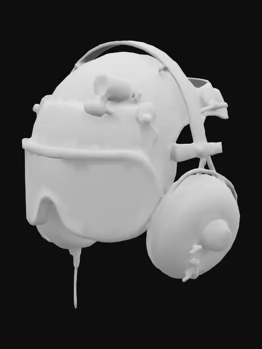 3D model for A broken neural communication headset, missing key components. Sci-Fi, Cyberpunk, Highly Detailed.