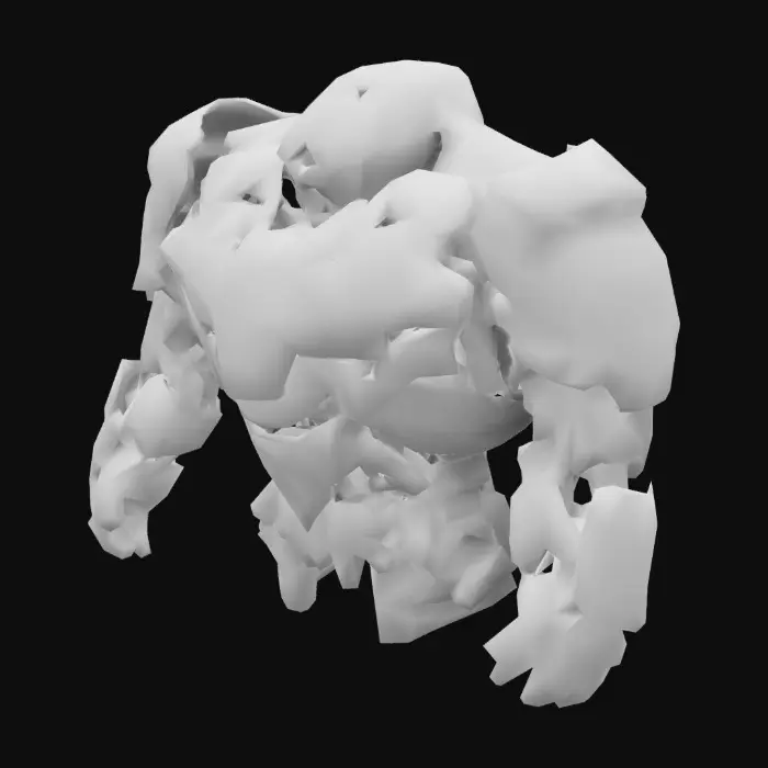 3D model for A detached piece of mecha armor, scorched and dented from past battles. Sci-Fi, Military, Ultra Realistic.