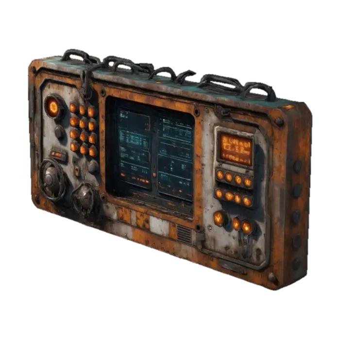 3D-модель A damaged control panel with rusted buttons and broken interfaces. Sci-Fi,… - Industrial, згенерована ШІ
