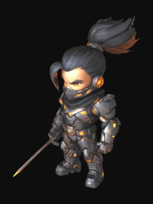 3D model for Cyber Samurai Kid