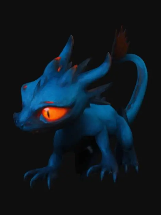 3D model for give it orange eyes and make the tip of its tail light blue and its claws black