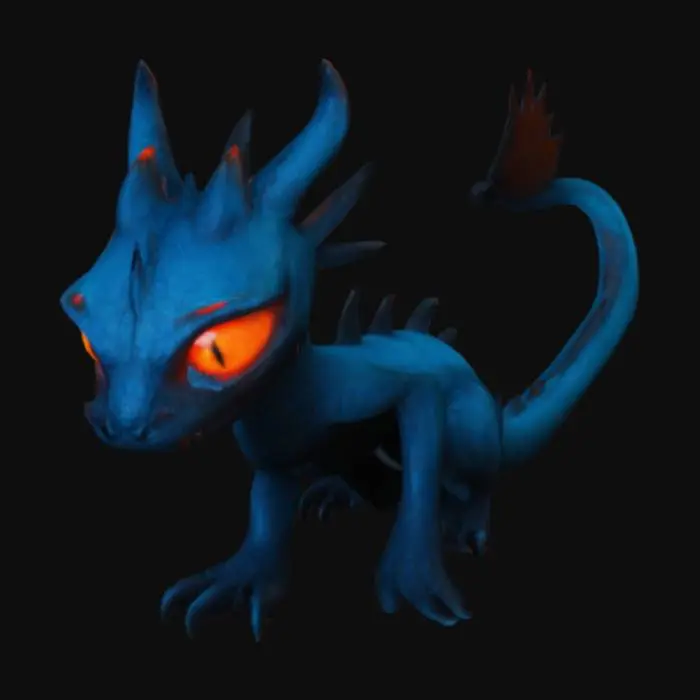 3D model for give it orange eyes and make the tip of its tail light blue and its claws black