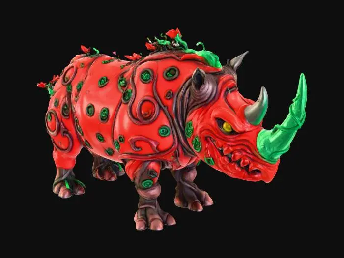 3D model for Носорог с тыквенной кожей в стиле хеллоуин