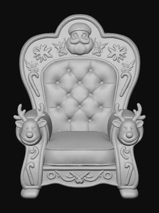 3D model for #Christmas2025#, трон санты клауса, прозрачный фон, Мультяшный, детализированный,