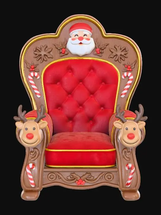 3D model for #Christmas2025#, трон санты клауса, прозрачный фон, Мультяшный, детализированный,