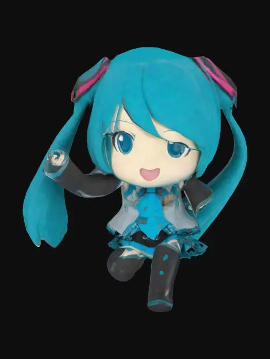 3D model for Chibi Character with Blue Hair