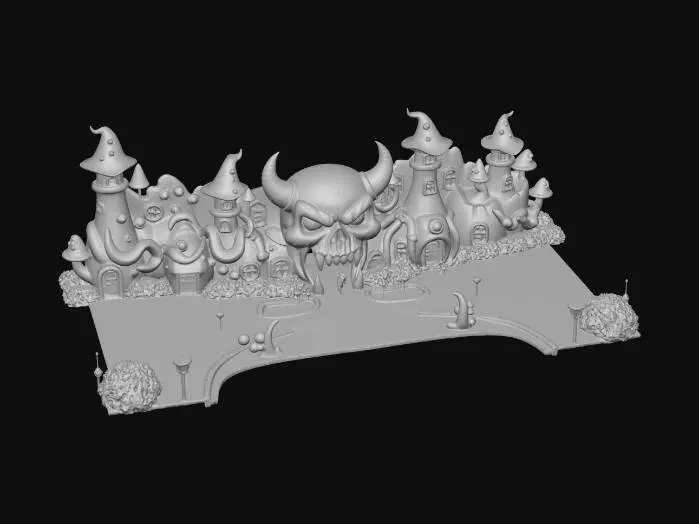 3D model for Skull Gate Village at Twilight