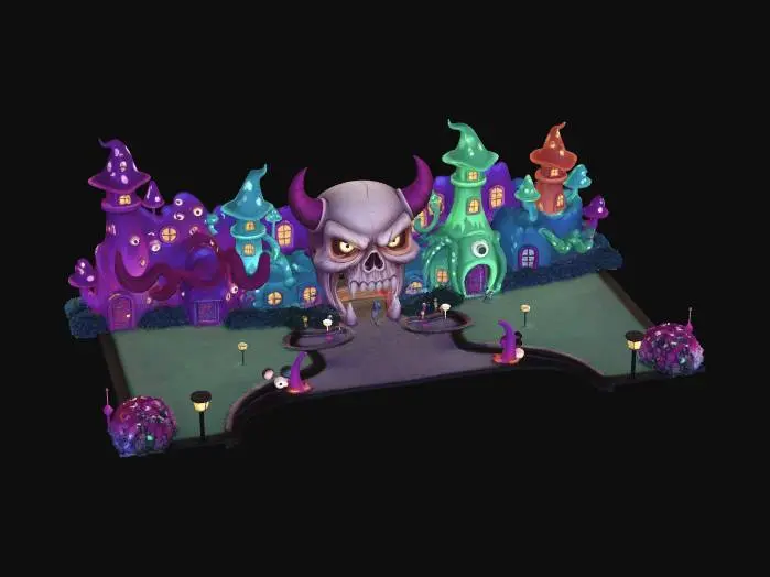 3D model for Skull Gate Village at Twilight