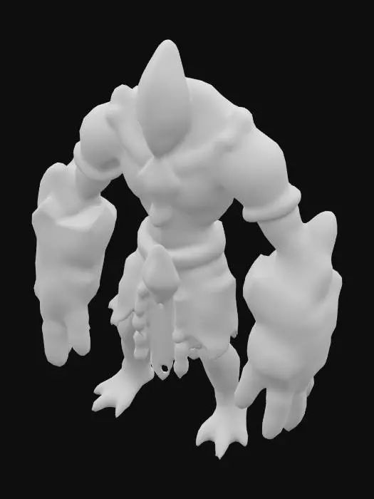 3D model for Emerald Golem, front stylized handpainting
