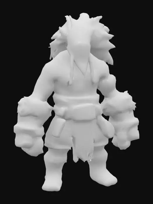 3D model for Barbarian Warrior, front view, red nose , nice hair