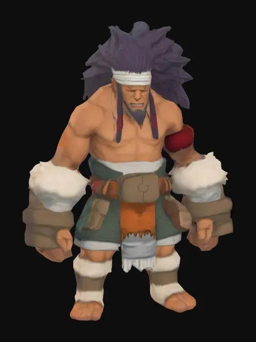 3D model for Barbarian Warrior, front view, red nose , nice hair