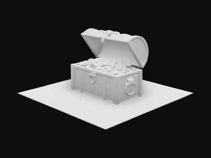 3D model for Stylized treasure chest with gold coins spilling out