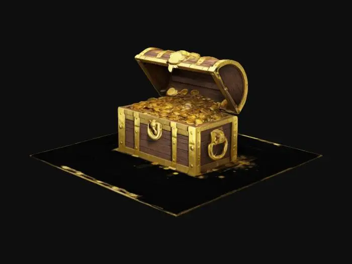 3D model for Stylized treasure chest with gold coins spilling out