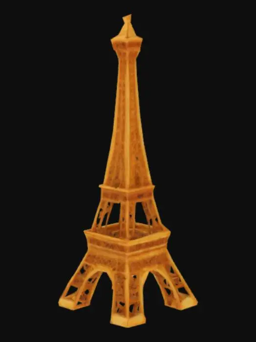 3D model for [Paris], #AroundTheWorld# the Eiffel Tower built out of a croissant fantasy high quality texture 