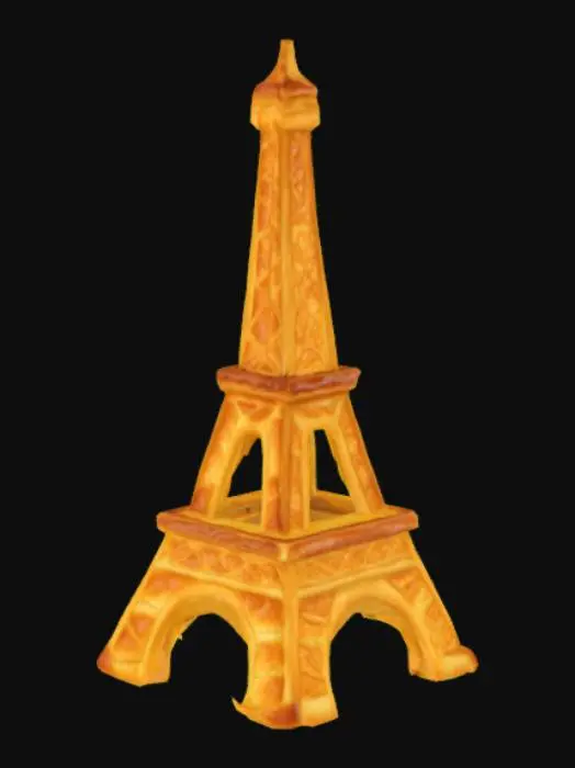3D model for [Paris], #AroundTheWorld# the Eiffel Tower built out of a croissant fantasy high quality texture 