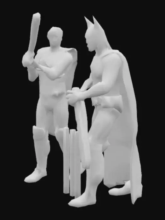 3D model for [Trinidad and Tobago], #AroundTheWorld#Batman playing cricket with Superman
