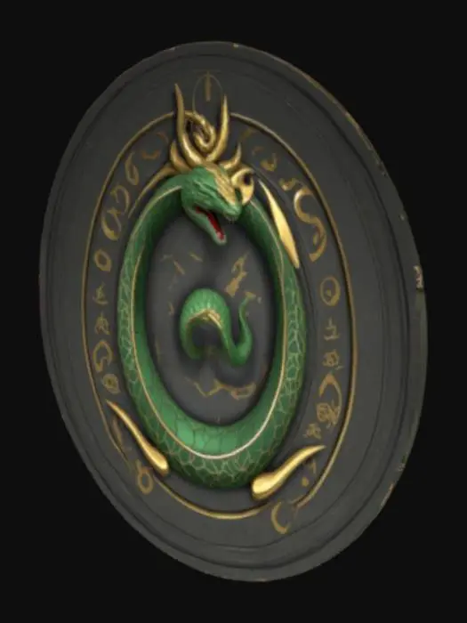 3D model for #emblem#, Make me an emblem of the ouroboros symbol with high quality details and textures 