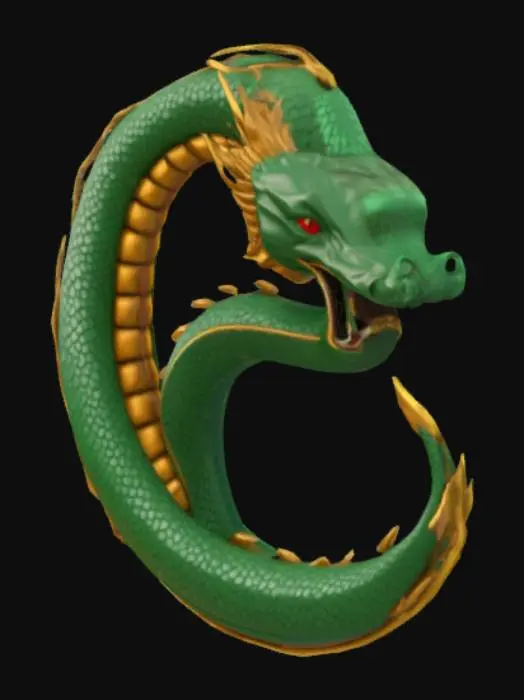 3D model for #emblem#, Make me an emblem of the ouroboros symbol with high quality details and textures 
