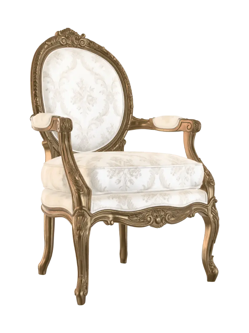 Stuhl im Rokoko Stil - Rococo-3D-Modell, KI-generiert