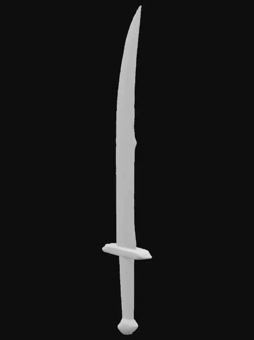 3D model for Stylized simple steel sword. Hand drawn texture. Wooden handle.