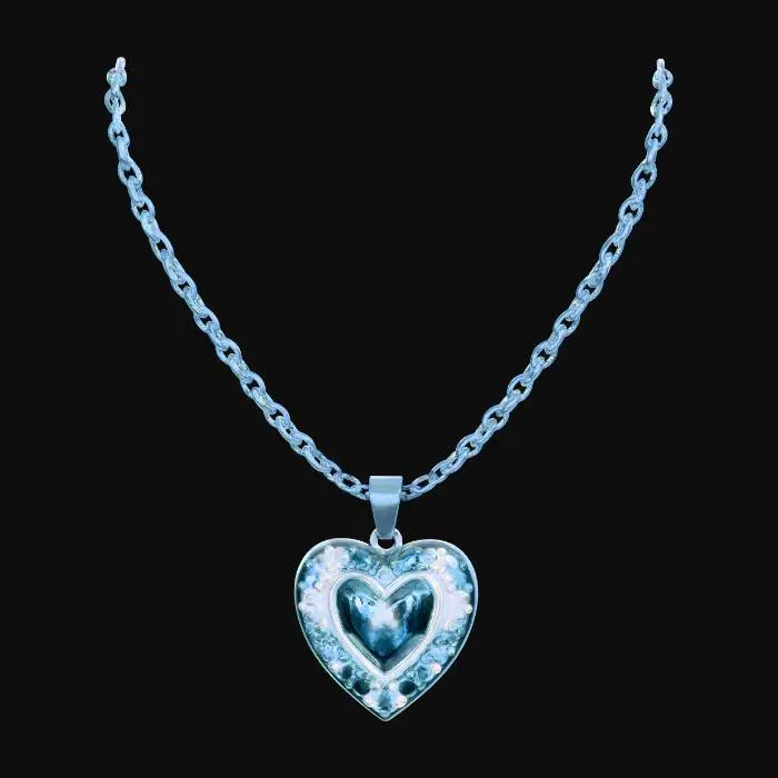 3D model for hacer un collar  de mujer metalico azul con corazon de diamante