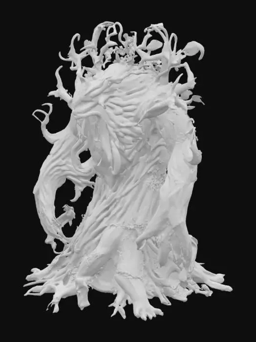 3D model for Фентазийный монстр-босс, похожий на огромное дерево с множеством веток-щупалец