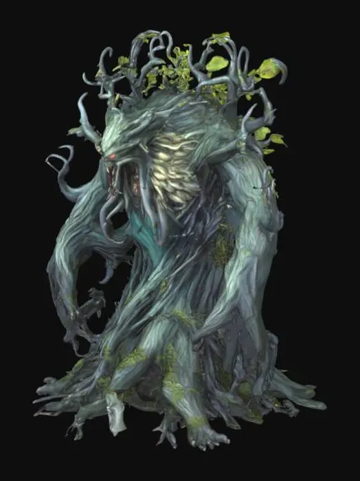 3D model for Фентазийный монстр-босс, похожий на огромное дерево с множеством веток-щупалец