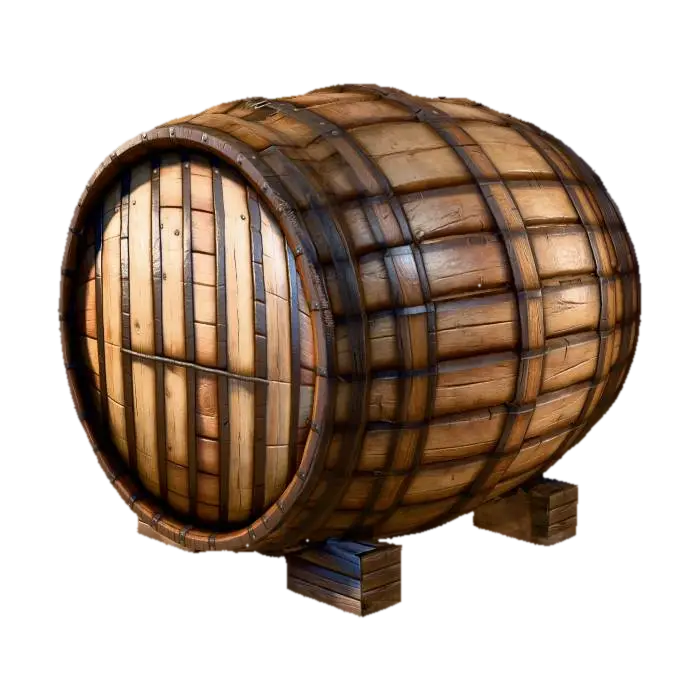 3D-модель low poly wooden barrel, stylized game asset, clean topology, PBR texture, isolated…, згенерована ШІ