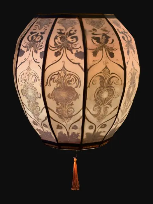 3D model for [3D] [游戏资产] 一个漂浮空中的孔明灯, 高度详细, 逼真的3D模型、高度风格化且拥有8K纹理。采用明亮鲜艳的配色方案。黑色背景 .