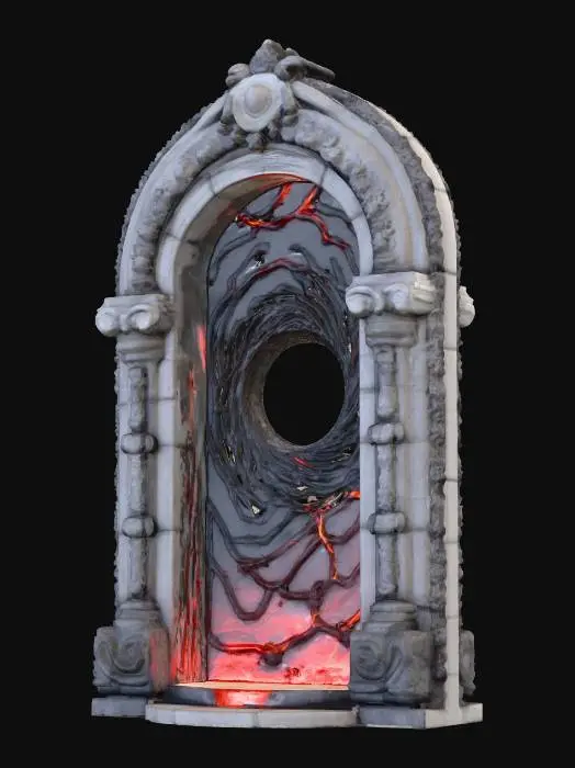 3D model for portal teletransporté con diseño gótico  en color negro y rojo
