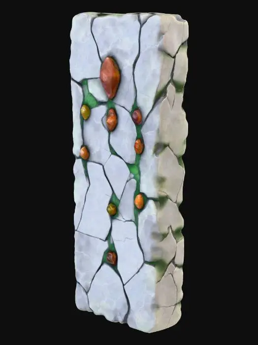 3D model for una piedra con jeroglíficos y piedras preciosas