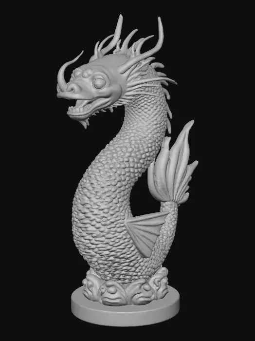 3D model for una estatua de una pez que tira agua  por la boca