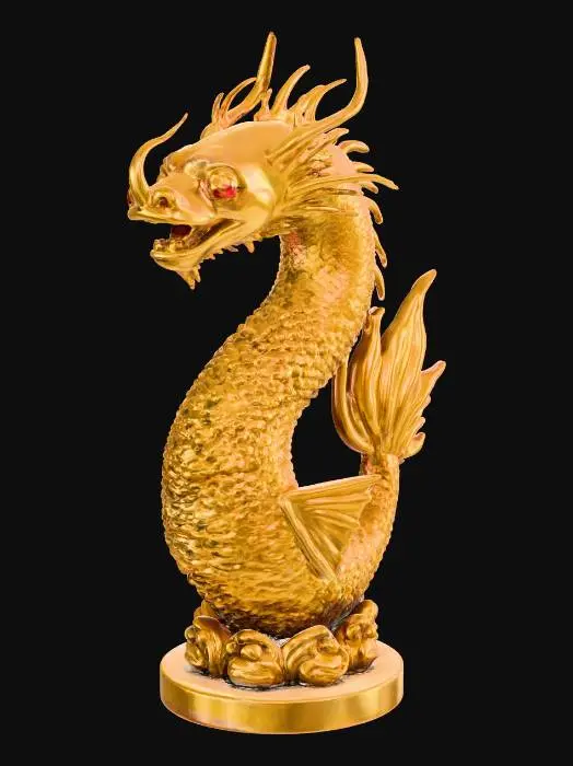 3D model for una estatua de una pez que tira agua  por la boca