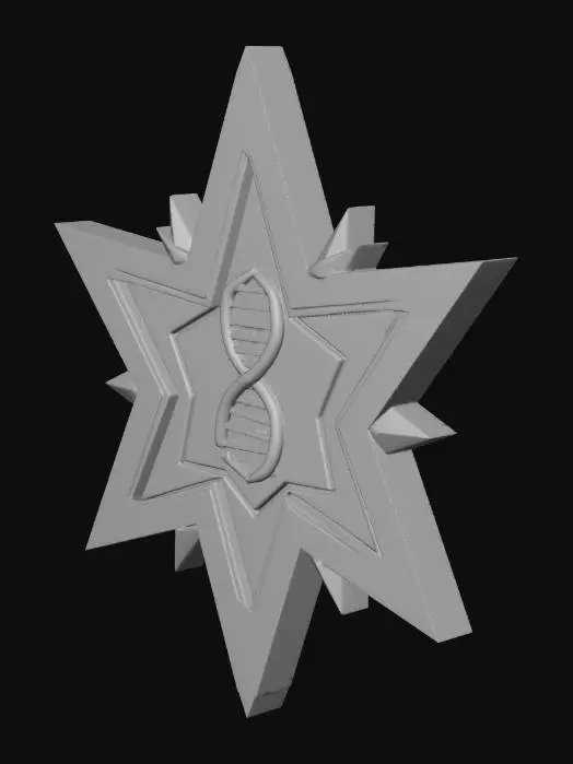 3D model for una estrella con el signo adn en el centro de la estrella