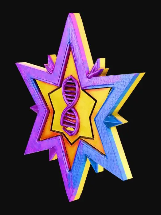 3D model for una estrella con el signo adn en el centro de la estrella