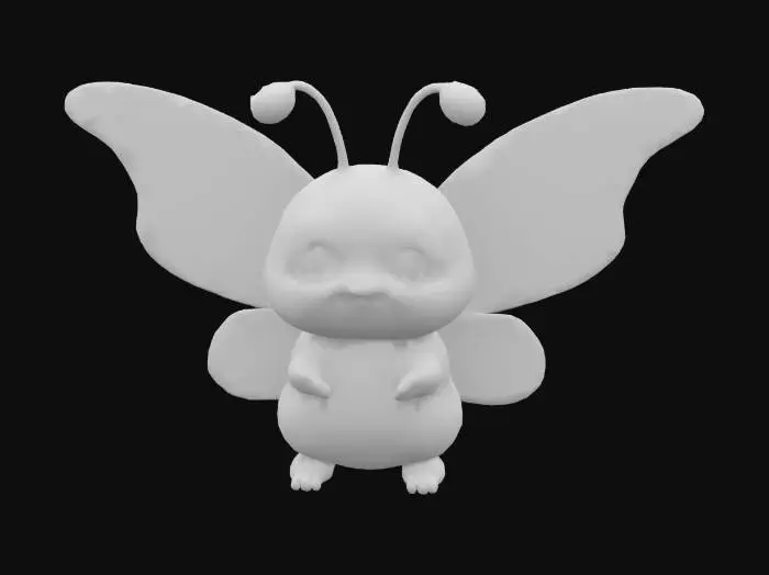3D model for cute fakemon, spiritual butterfly, wide open wings, cute
