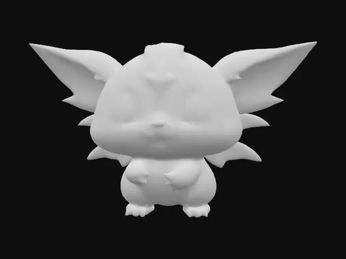 3D model for anime like pokemon, cute animal spiritual pets. fantasy, chibi baby, fantasy, elemental. Wings
