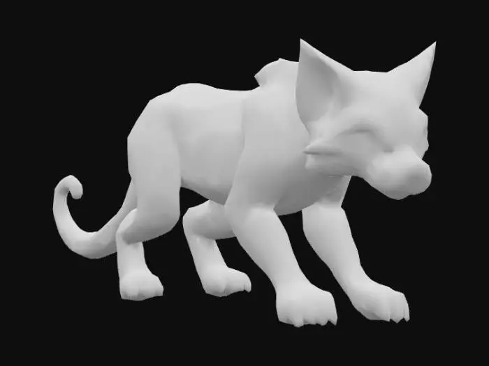 3D model for Stylized, warcreaft artstyle, Adult puma. green glowing pokemon eyes. skin made of dark wood with glowing crack