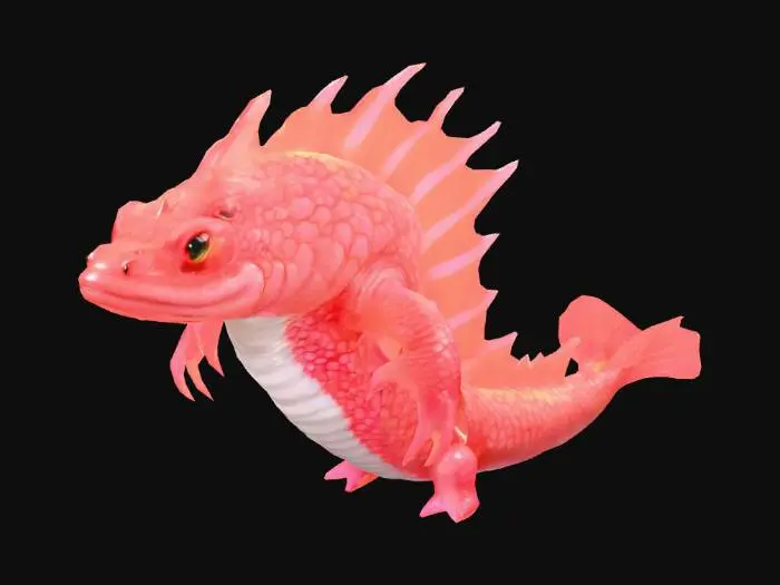 3D model for anime like pokemon, spiritual pets. fantasy,Big and muscular elemental. madness, psychic carp.
