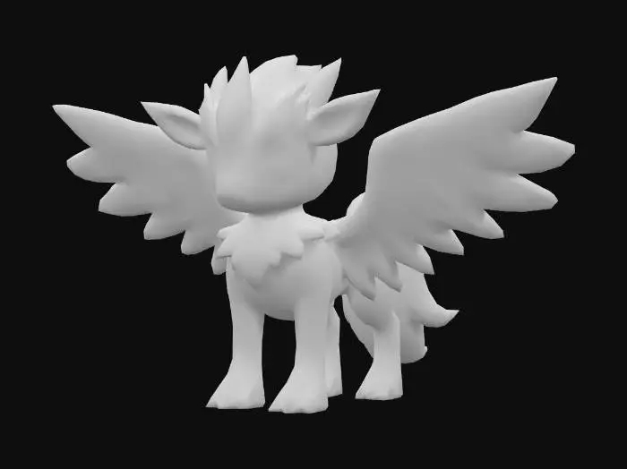 3D model for anime like pokemon, spiritual pets. fantasy,Stylized, epic and cute Peryton, mythical creature
