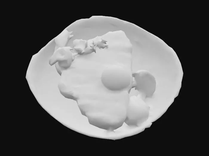 3D model for Create a collection of funny and surreal food dishes using imaginary or mythical creatures as the main ingredients. Each dish should look like a gourmet restaurant plate, with detailed garnishes and sides. Include whimsical features like cooked steak or ham, roasted veggies. Use unexpected flavor combinations and humorous plating, The creatures can be fantasy animals. Keep the style lighthearted, absurd, and visually rich, #food#, #food#