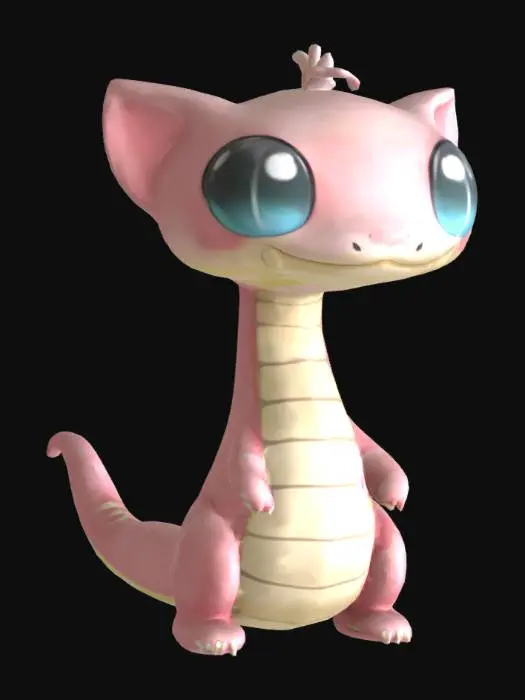 3D model for Cute Fakemon snake, fantasy, creature
