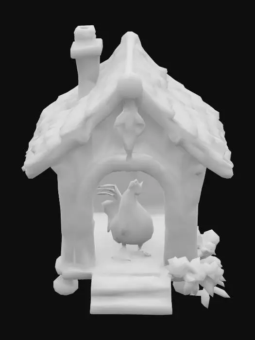 3D model for medieval and vintage chicken coop, empty. stylized texture. wodden. made of wood. empty batiment. cute and stylized