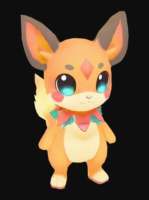 3D model for anime like pokemon, cute animal spiritual pets. fantasy, chibi baby

