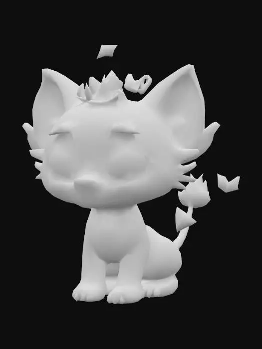 3D model for anime like pokemon, cute animal spiritual pets. fantasy, chibi baby, fantasy, elemental. baby puma