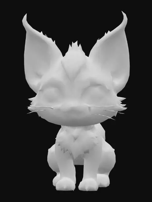 3D model for anime like pokemon, cute animal spiritual pets. fantasy, chibi baby, fantasy, elemental. lynx , element poison
