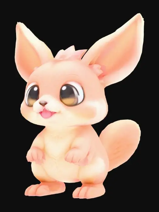 3D model for anime like pokemon, cute animal spiritual pets. fantasy, chibi baby, fantasy, elemental. jerboa kangoroo. adult