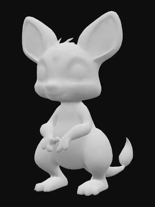3D model for anime like pokemon, cute animal spiritual pets. fantasy, chibi baby, fantasy, elemental. jerboa kangoroo. adult
