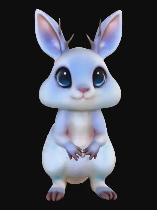 3D model for anime like pokemon, cute animal spiritual pets. fantasy, chibi baby, fantasy, elemental. Ice elemental jerboa kangoroo. adult