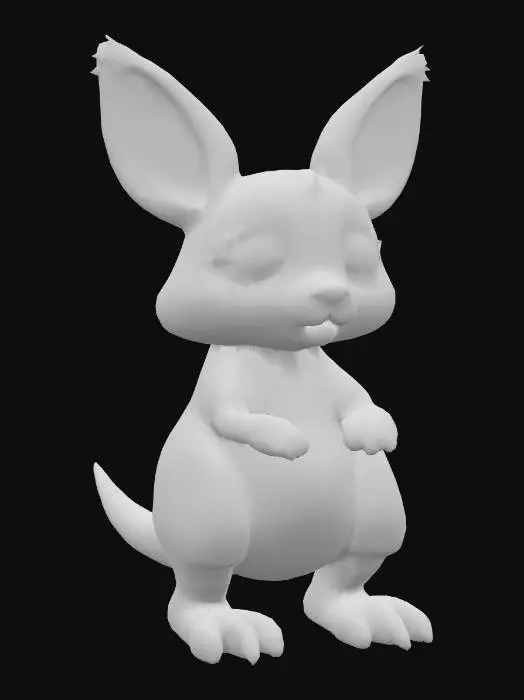 3D model for anime like pokemon, cute animal spiritual pets. fantasy, chibi baby, fantasy, elemental. Ice elemental jerboa kangoroo. adult